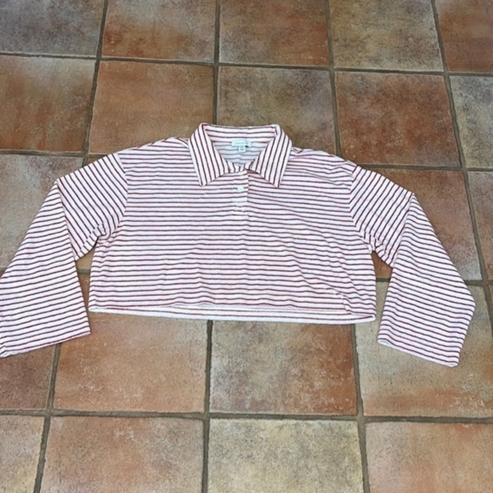 TopShop terrycloth button wide arm crop top